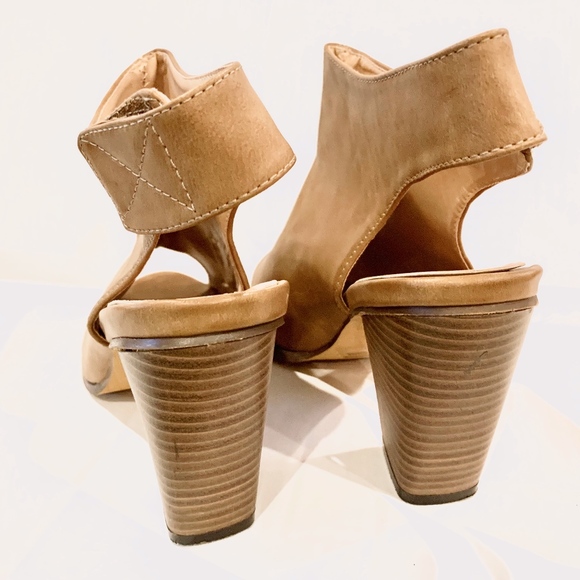 Taupe Peep-Toe Bootie with 3.5 Inch Heel - Picture 3 of 8